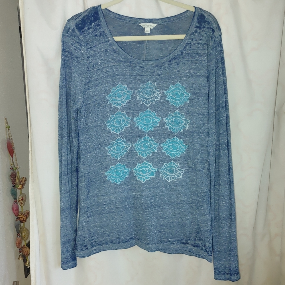 💙LUCKY BRAND Lotus eye graphic print long sleeve t-shirt💙